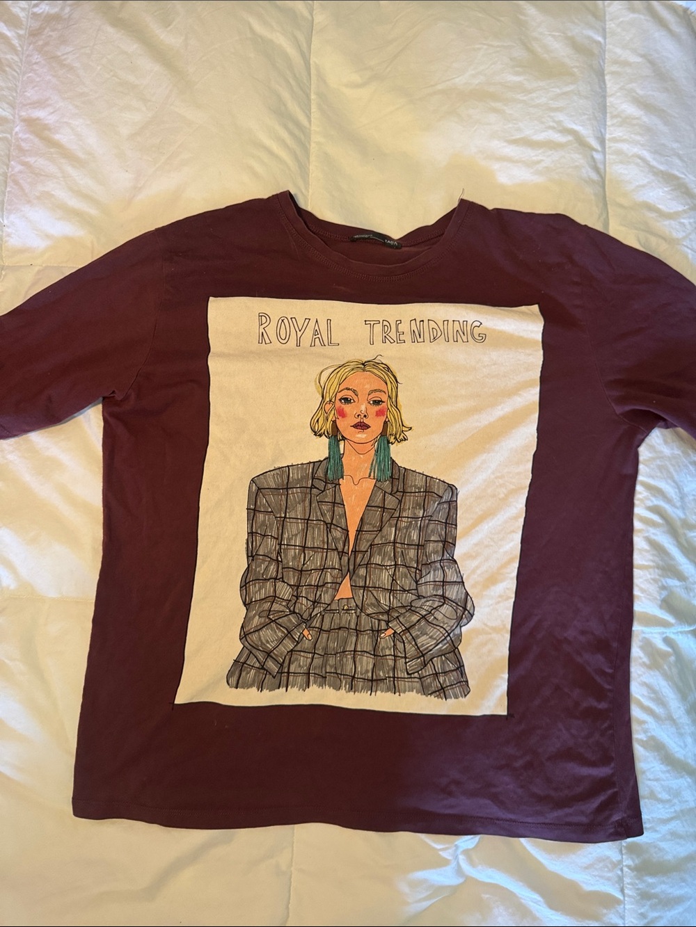 Zara Burgundy Crewneck Top
